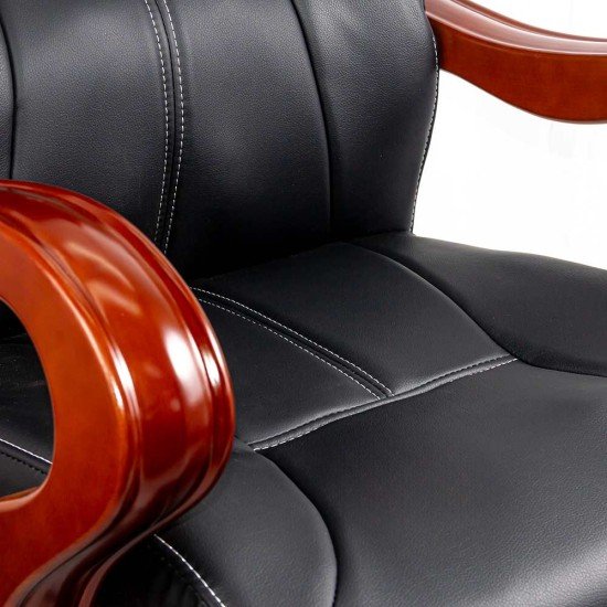 Executive chair with eco leather and wood massage OFF 1662