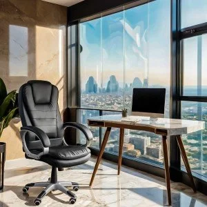 Scaun directorial reglabil pe inaltime pentru birou OFF 201S negru