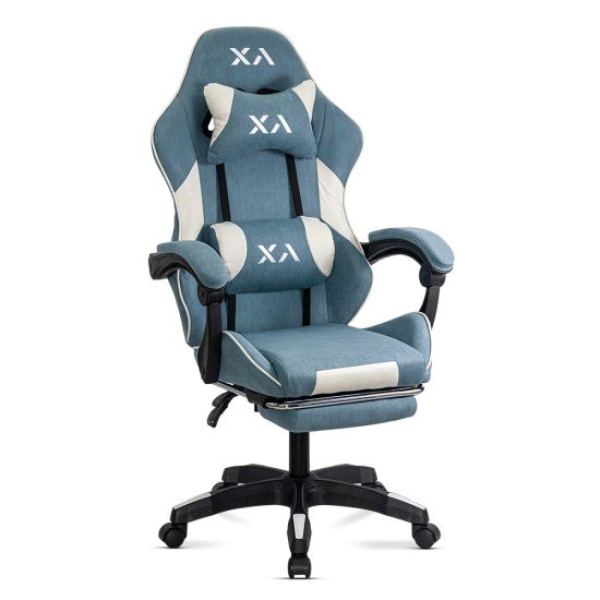 OFF 295 blue fabric gaming chair with folding backrest
