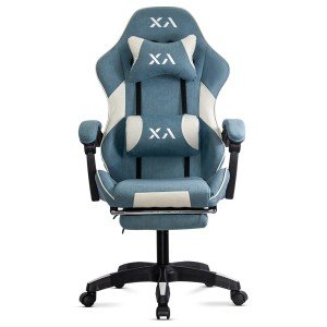 Scaun de gaming bleu OFF 295 din stofa cu spatar rabatabil Scaun de gaming bleu OFF 295 din stofa cu spatar rabatabil