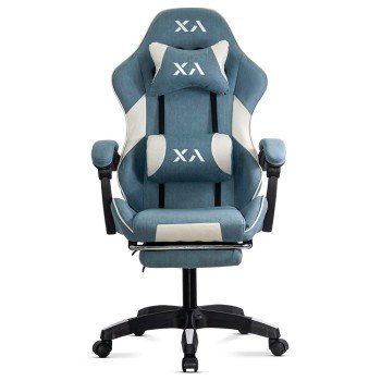 Scaun de gaming bleu OFF 295 din stofa cu spatar rabatabil