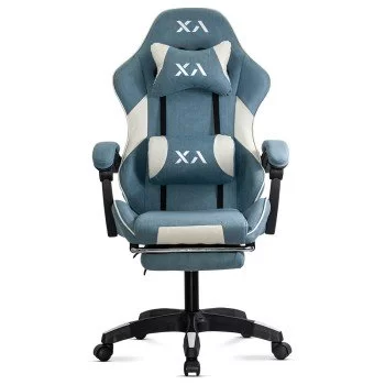 Scaun de gaming bleu OFF 295 din stofa cu spatar rabatabil