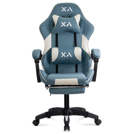 OFF 295 blue fabric gaming chair with folding backrest