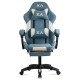OFF 295 blue fabric gaming chair with folding backrest