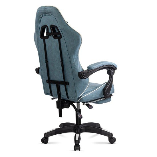 OFF 295 blue fabric gaming chair with folding backrest