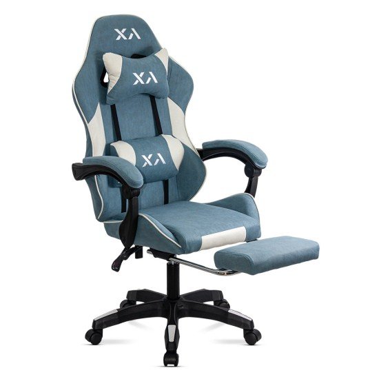 OFF 295 blue fabric gaming chair with folding backrest