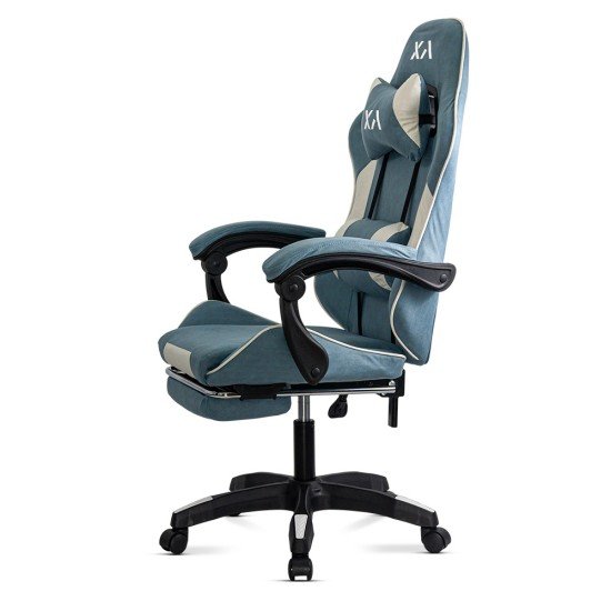 OFF 295 blue fabric gaming chair with folding backrest