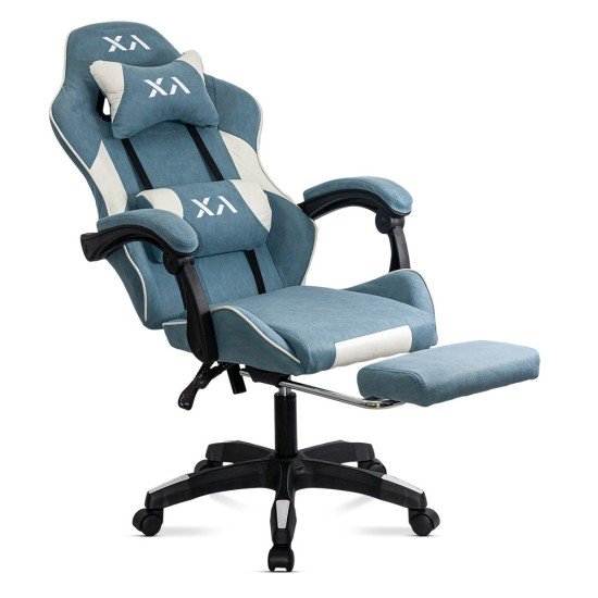 OFF 295 blue fabric gaming chair with folding backrest