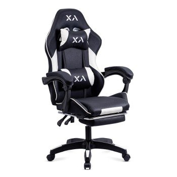 Scaun gaming din stofa cu suport pentru picioare OFF 295 negru