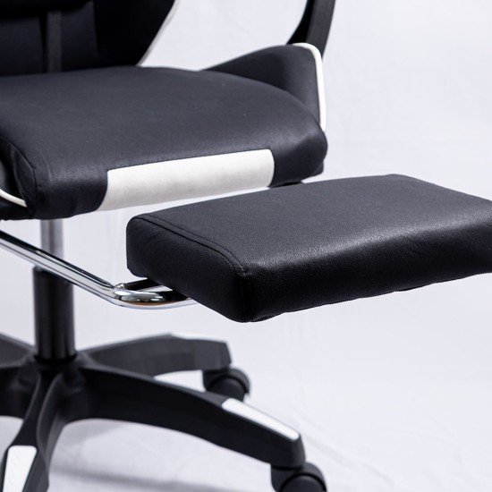 Scaun gaming din stofa cu suport pentru picioare OFF 295 negru