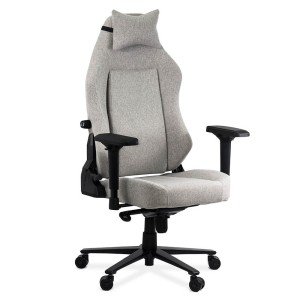 Scaun gaming textil cu cotiere 4D si suport lombar integrat OFF 297 gri Scaun gaming textil cu cotiere 4D si suport lombar integrat OFF 297 gri