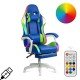 OFF 298 ergonomic blue gaming chair made of eco-leather and white base with RGB lighting