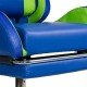 Scaun gaming ergonomic albastru din piele ecologică și bază albă cu iluminare RGB OFF 298