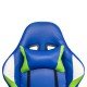 Scaun gaming ergonomic albastru din piele ecologică și bază albă cu iluminare RGB OFF 298