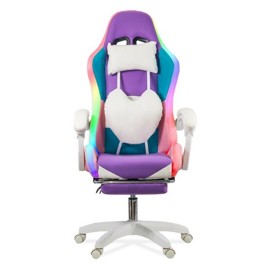 Gaming chair with RGB lighting and footrest OFF 298 purple/pink