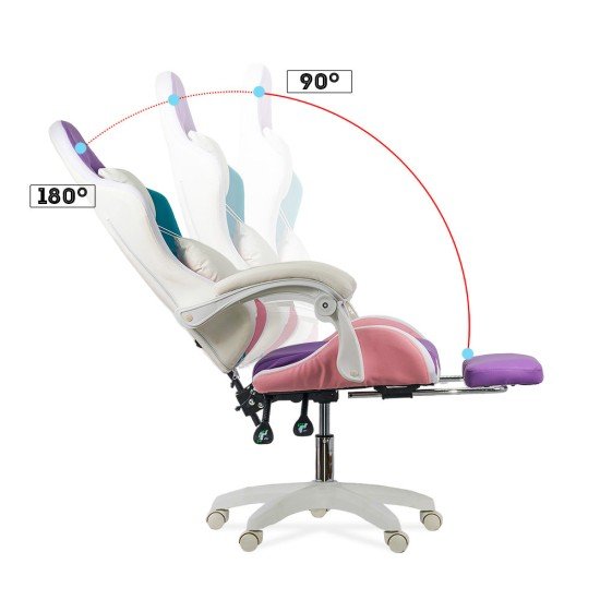 Gaming chair with RGB lighting and footrest OFF 298 purple/pink