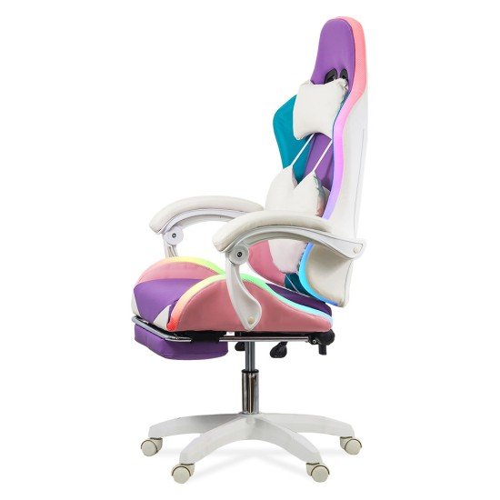 Gaming chair with RGB lighting and footrest OFF 298 purple/pink