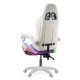 Scaun gaming de birou pentru fete cu lumini RGB si suport picioare OFF 298 mov cu roz Scaun gaming de birou pentru fete cu lumini RGB si suport picioare OFF 298 mov cu roz