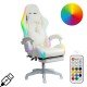 Cream ergonomic gaming chair made of eco-leather with footrest and RGB lighting OFF 298