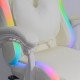 Cream ergonomic gaming chair made of eco-leather with footrest and RGB lighting OFF 298