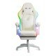 Cream ergonomic gaming chair made of eco-leather with footrest and RGB lighting OFF 298