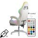 Cream ergonomic gaming chair made of eco-leather with footrest and RGB lighting OFF 298