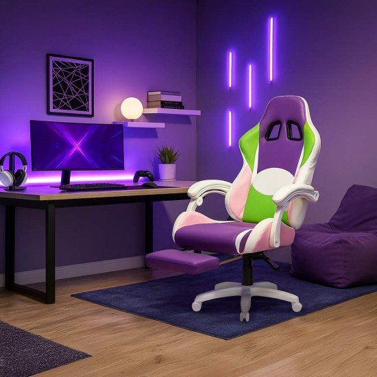 Scaun gaming OFF 298 mov și roz