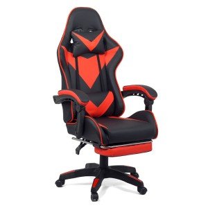 Scaun gaming cu spatar reglabil si suport picioare rosu/negru OFF 299 Scaun gaming cu spatar reglabil si suport picioare rosu/negru OFF 299