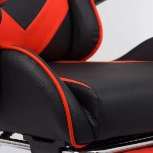 Scaun gaming cu spatar reglabil si suport picioare rosu/negru OFF 299