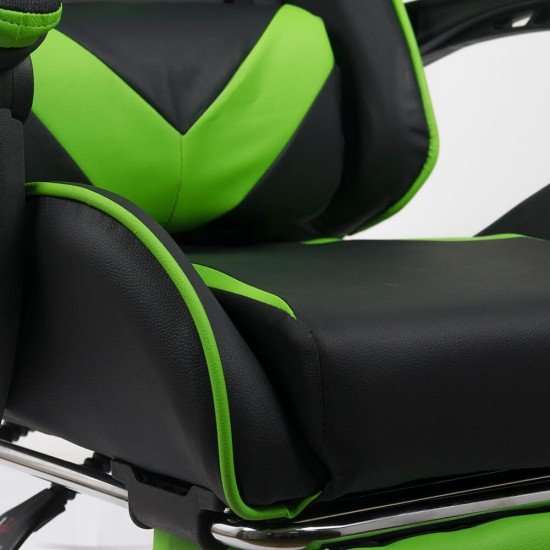 Gaming chair with adjustable backrest and footrest green/black OFF 299