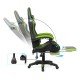 Gaming chair with adjustable backrest and footrest green/black OFF 299