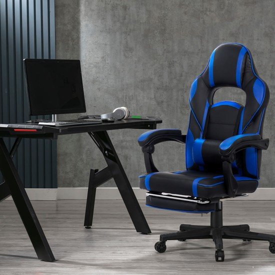 Gaming chair with footrest OFF 302 blue