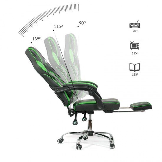 Gaming chair with footrest OFF 302 green