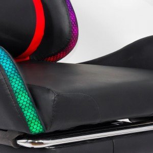 Black eco-leather gaming chair with RGB lights and massage function OFF 303 Black eco-leather gaming chair with RGB lights and massage function OFF 303