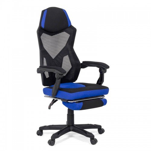 Scaun gaming cu suport de picioare OFF 304 albastru scauneonline.ro