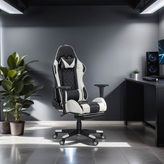 Gaming chair with folding backrest and adjustable armrests OFF 307 white