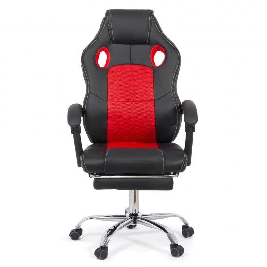 Office gaming chair with footrest OFF 3091 red