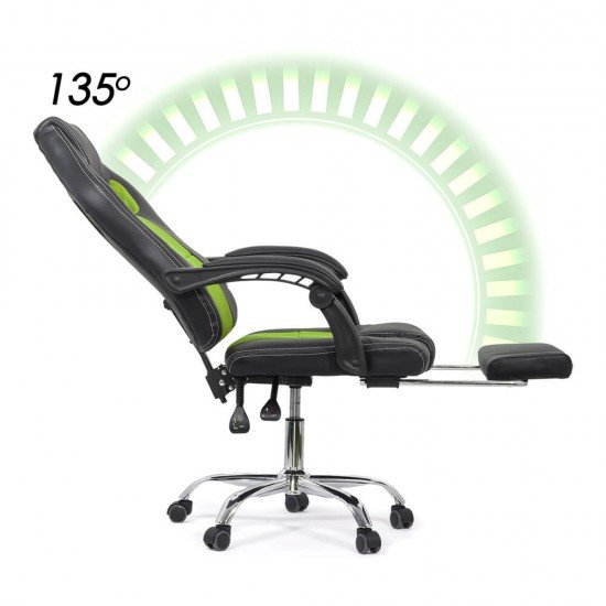 Office gaming chair with footrest OFF 3091 green