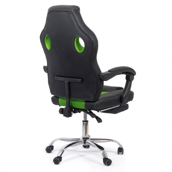 Office gaming chair with footrest OFF 3091 green