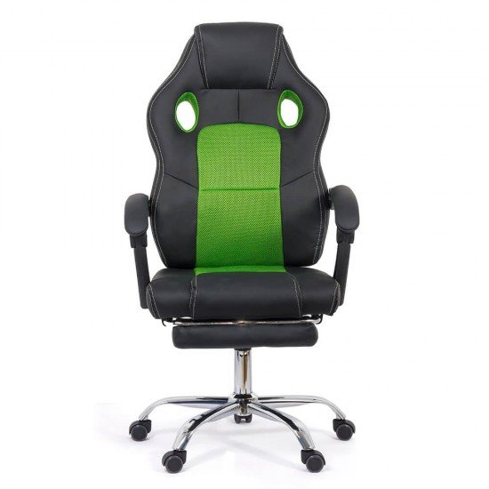 Office gaming chair with footrest OFF 3091 green