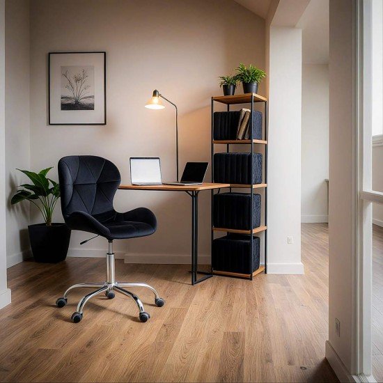 Black velvet office chair, swivel OFF 334