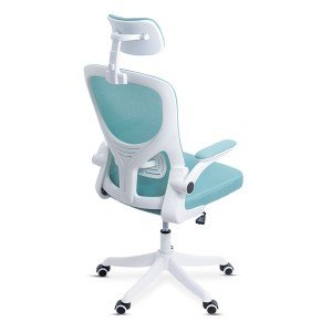 Scaun de birou ergonomic cu spatar inalt, suport lombar si cotiere rabatabile OFF 336 bleu