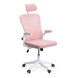 Scaun de birou ergonomic cu spatar inalt, suport lombar si cotiere rabatabile OFF 336 roz Scaun de birou ergonomic cu spatar inalt, suport lombar si cotiere rabatabile OFF 336 roz