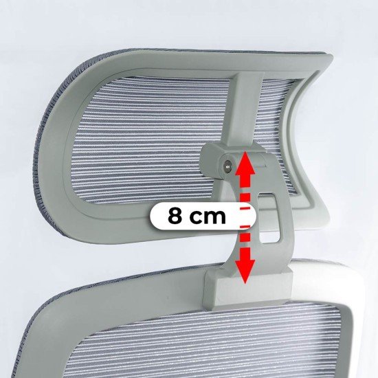 Scaun ergonomic de birou OFF 403 gri din mesh cu tetiera si suport lombar reglabile