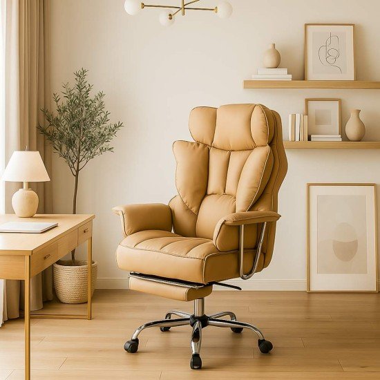 OFF 413 beige executive chair made of eco-leather, resistant up to 150 kg