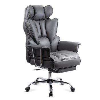 Scaun directorial gri din piele ecologica cu suport pentru picioare OFF 413