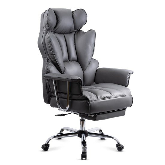 Scaun directorial gri OFF 413 cu suport picioare – piele ecologică