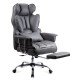 Scaun directorial gri OFF 413 cu suport picioare – piele ecologică