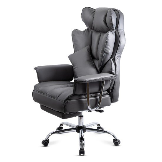 Scaun directorial gri OFF 413 cu suport picioare – piele ecologică