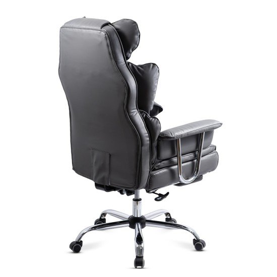 Scaun directorial gri OFF 413 cu suport picioare – piele ecologică